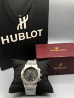 Hublot Silver Chain Black Dial Watch